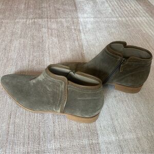 Olive Green Italeau Suede Booties